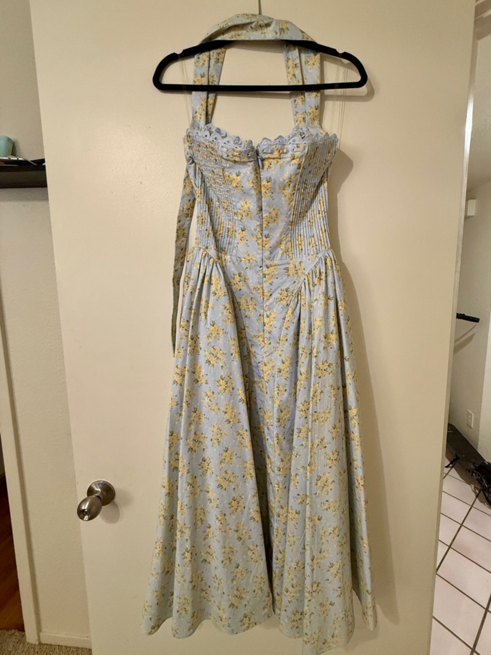 House of cb ADABELLA Blue Floral Print Cotton Halter Sundress XS bigger cup - Picture 6 of 6